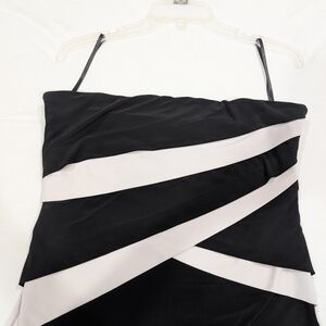 White House Black Market Strapless Black and White Dress